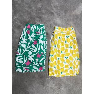 Hanna Andersson Mens Medium Swim Trunks Bundle (2) Pairs Lemons Green Tropical